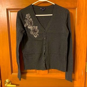 Gap gray cardigan with floral detail